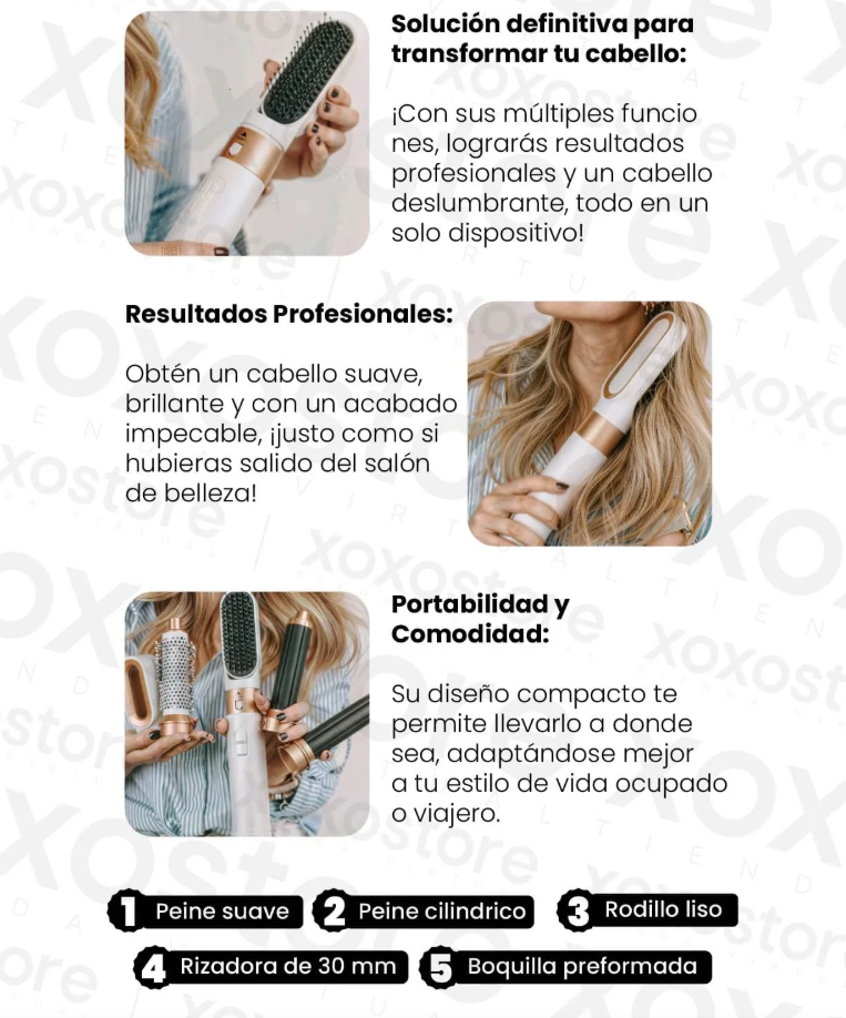 Cepillo Secador Profesional 5 En 1 "PowerFive Styler"